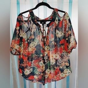 IZ Byer Tropical Summer Blouse